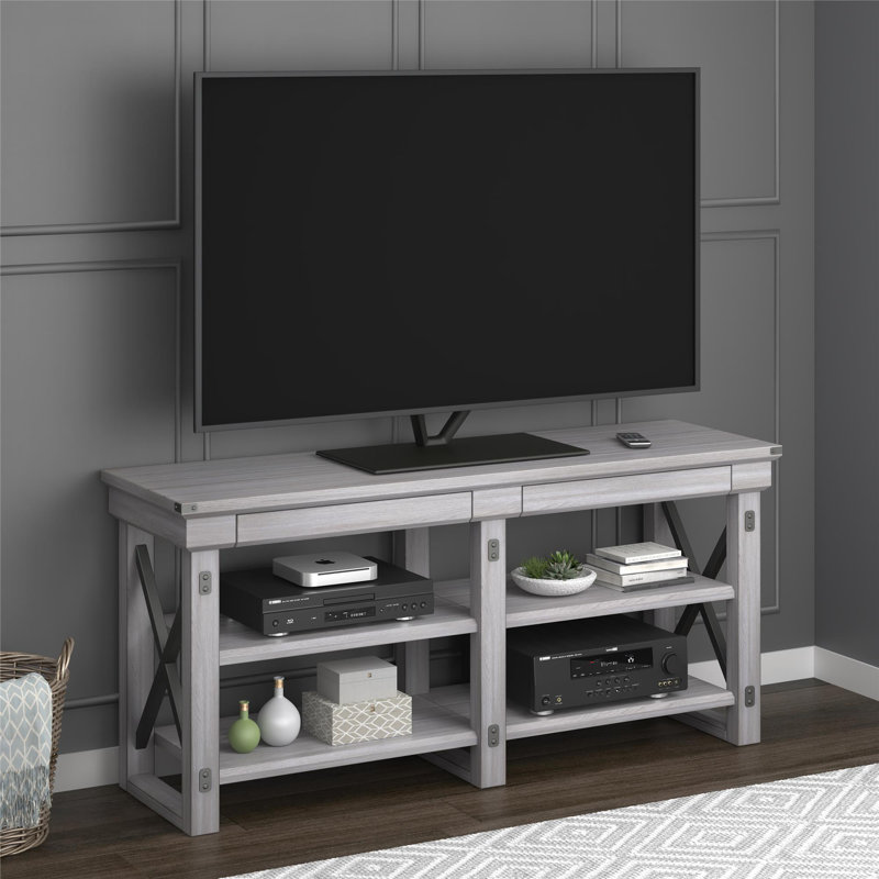Kapow Unfinished TV Stand for TVs up to 70", Rustic White