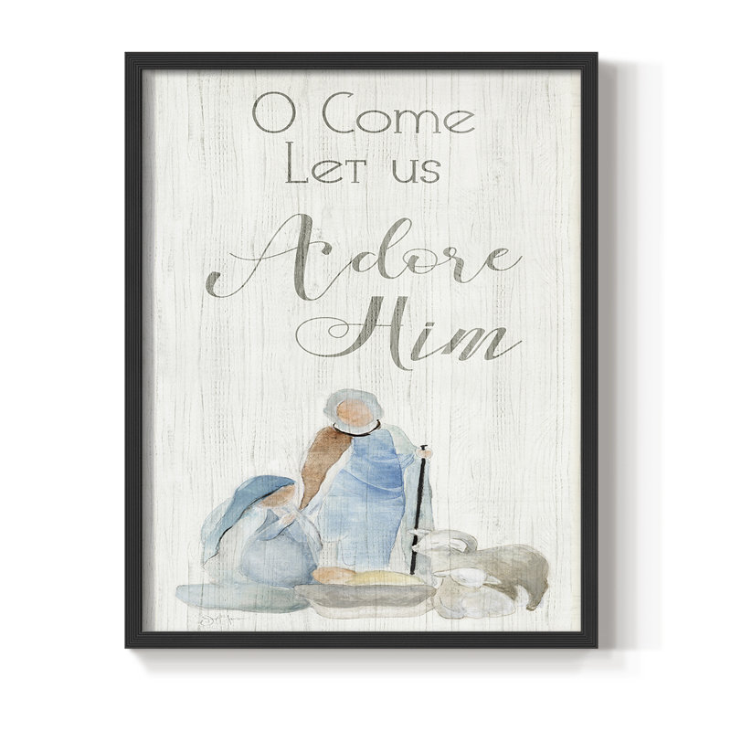 Adore Him Framed Print - Solid Wood, 11" H x 9" W, Black