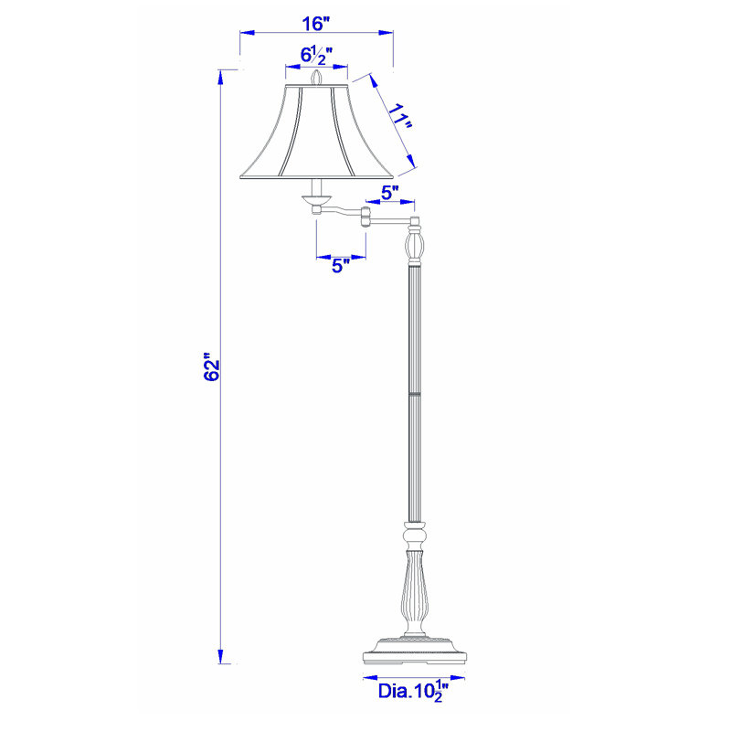 Lampe sur pied avec bras articulé 62 po Nicholson
