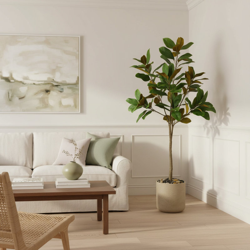 Faux Magnolia Tree in Fiberstone Planter