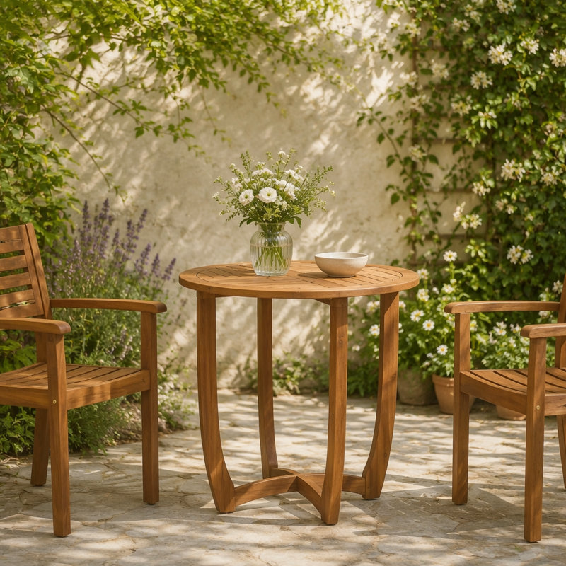 Round Solid Wood Dining Table(Only Table), Teak