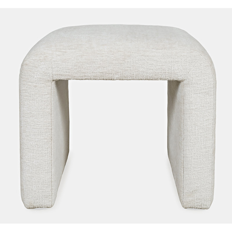 Solid + Manufactured Wood Accent Stool, Linen White