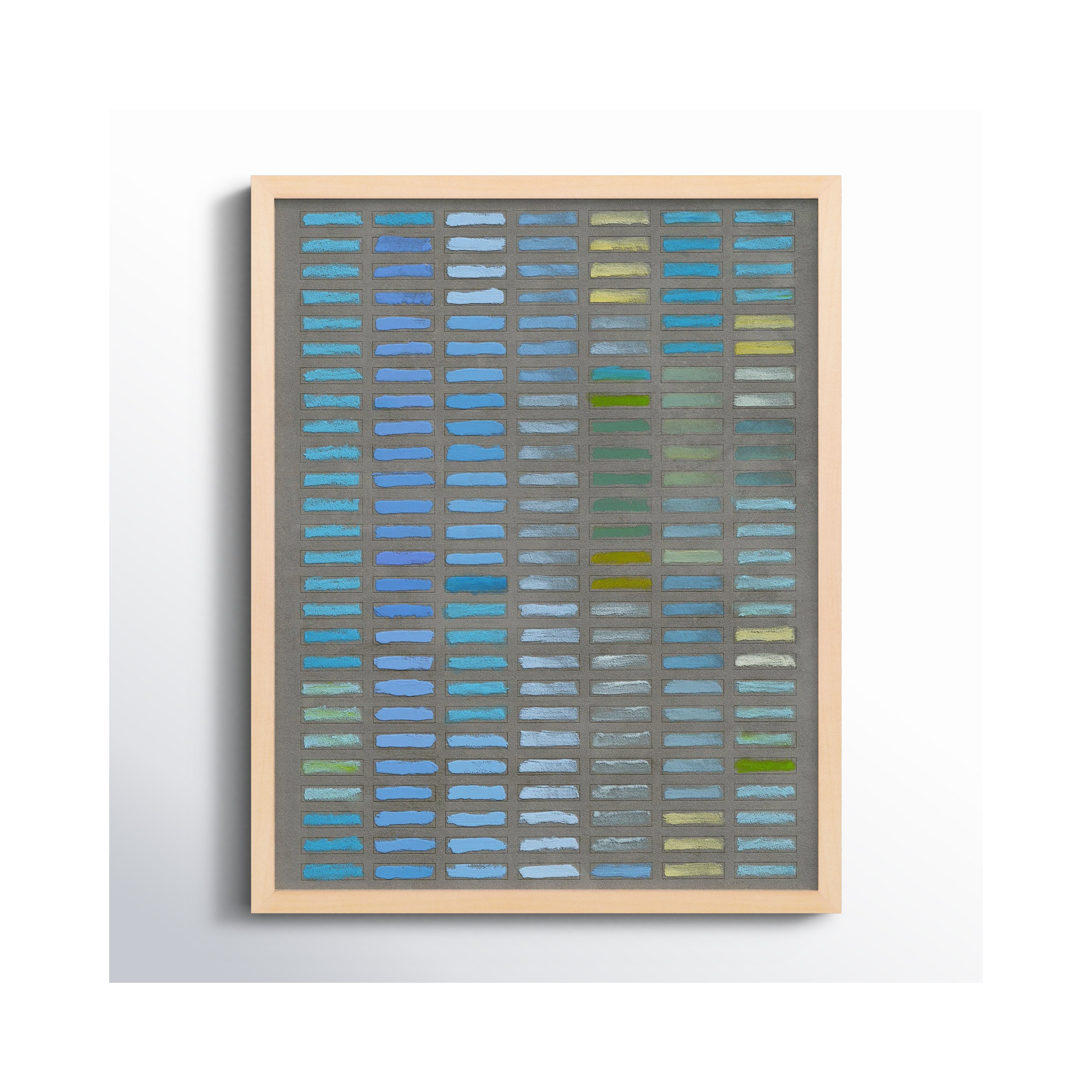 Beyond The Blues by Jacques Pilon, Maple Framed, 20" H x 16" W x 1.25" D
