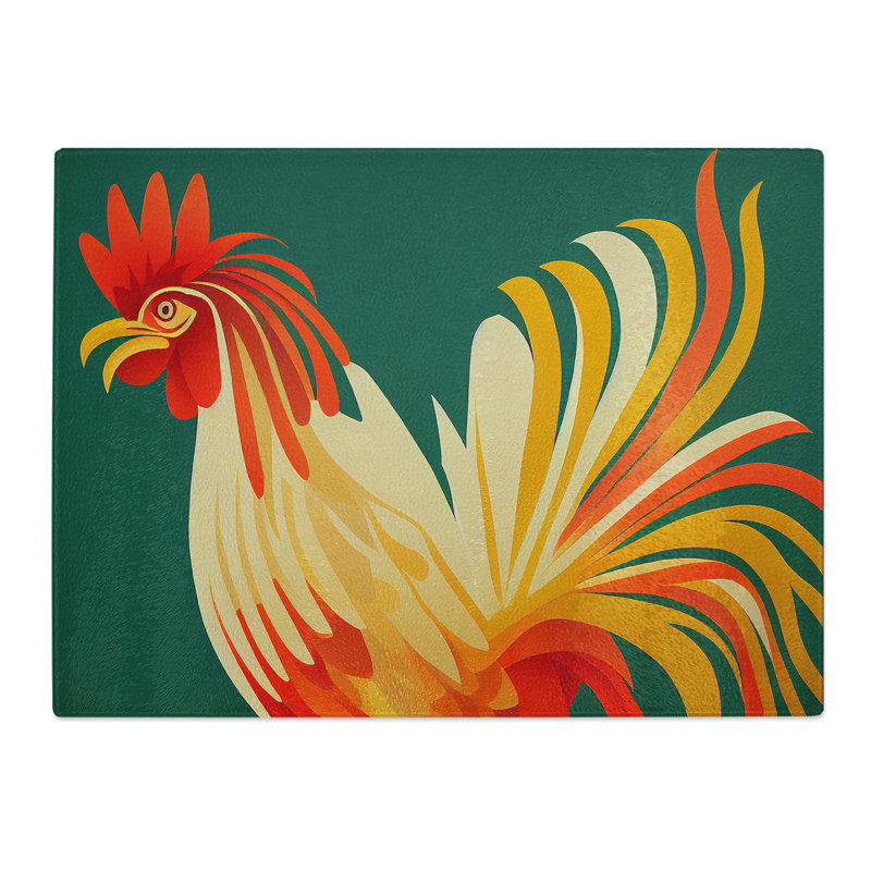 Incredible Rooster Abstract  Glass Chopping Board