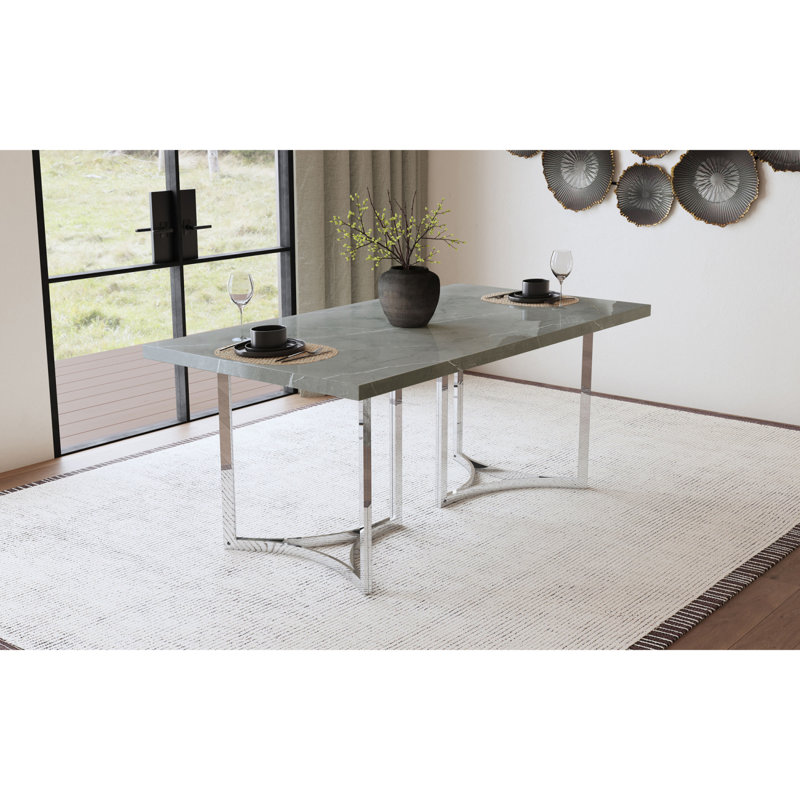 Savona Grey Faux Marble Rectangular Dining Table