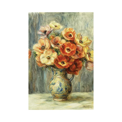 Vase d'Anemones, by Pierre-Auguste Renoir - 1 Piece Wrapped Canvas Wall Art