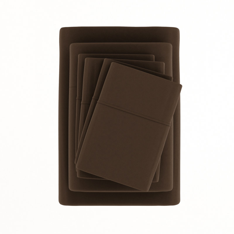 Simply Soft Brushed Microfiber Solid 6 Piece Sheet Set, Chocolate, King Sheet Set + 1 Fitted Sheet + 2 Pillowcases