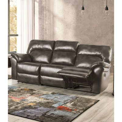 88.4" W Transitional Sofa, Dark Gray Leatherette