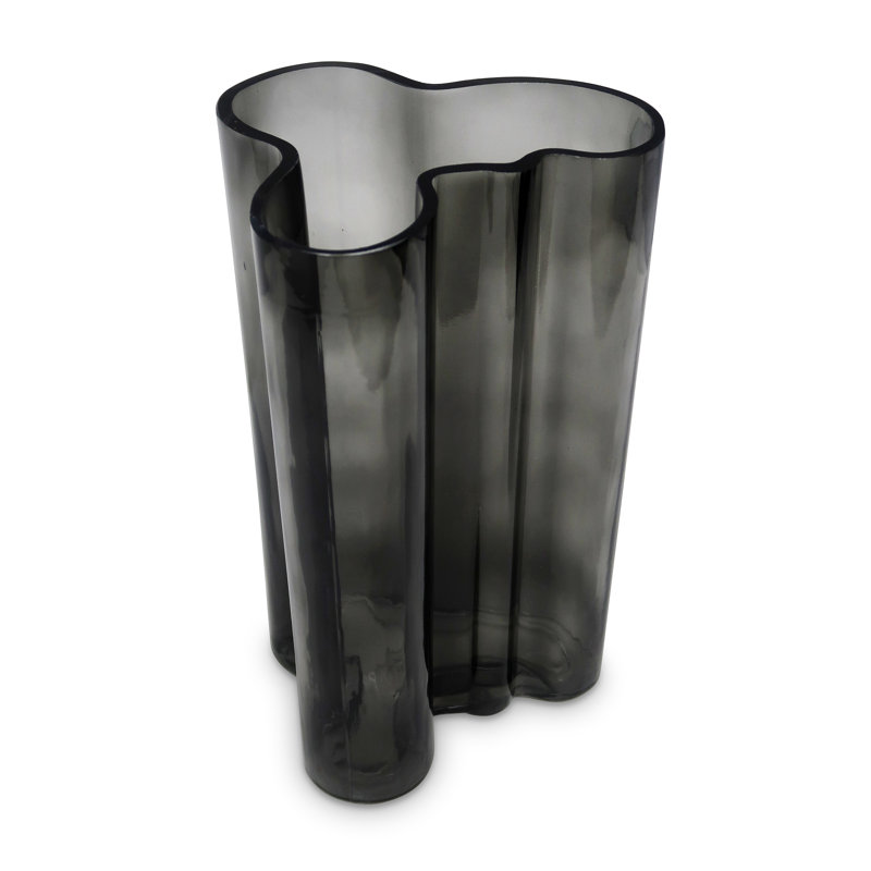 Tinted Curved Vase, 9.80" H x 5.50" W x 6.50" D, Smoked