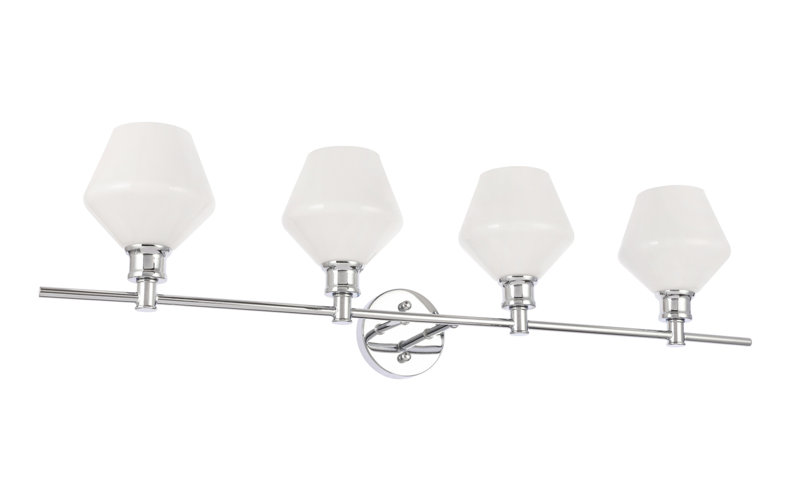 Gene light glass Wall sconce, Chrome, 4 Lights, White