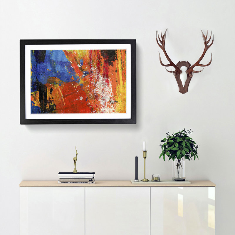 Abstract Art Painting Vol.27 by S.Johnson - Picture Frame Painting Print, Black Framed, 62cm H x 87cm W x 2cm D