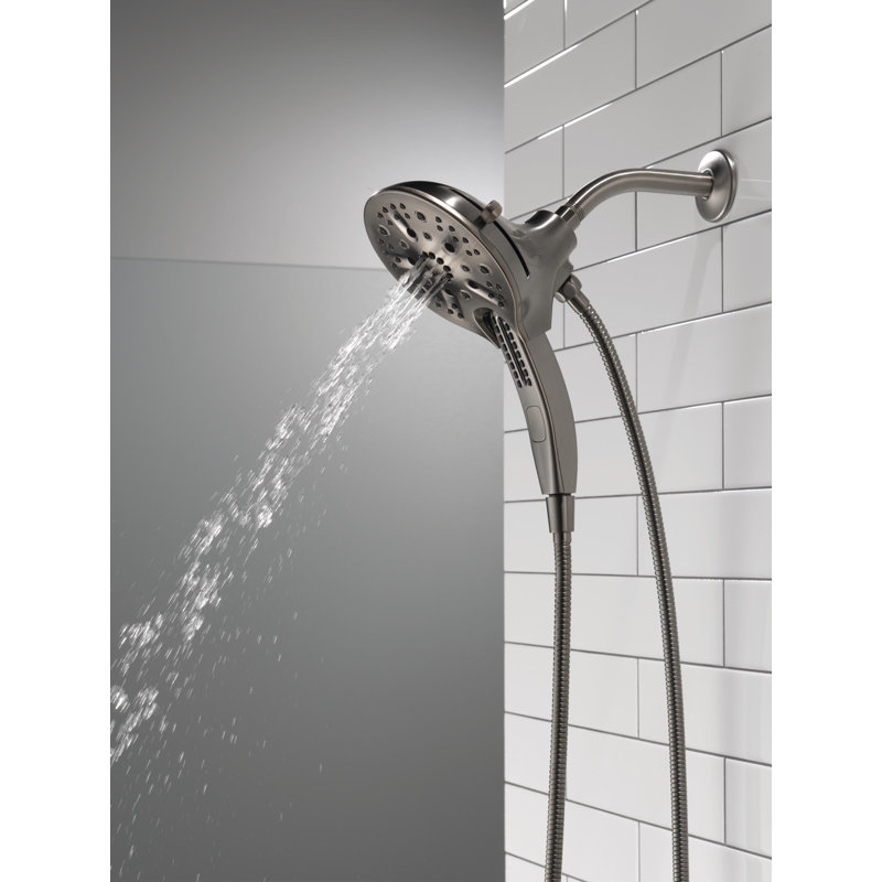 2.5 GPM Rain Dual Shower Head with H2Okinetic Technology, Black Stainless