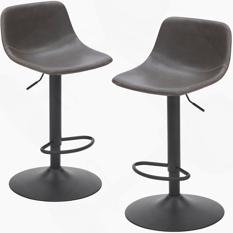 Ensemble de 2 tabourets de bar réglables de style Mid-Century pivotant avec dossier et cuir synthétique pour îlot de cuisine