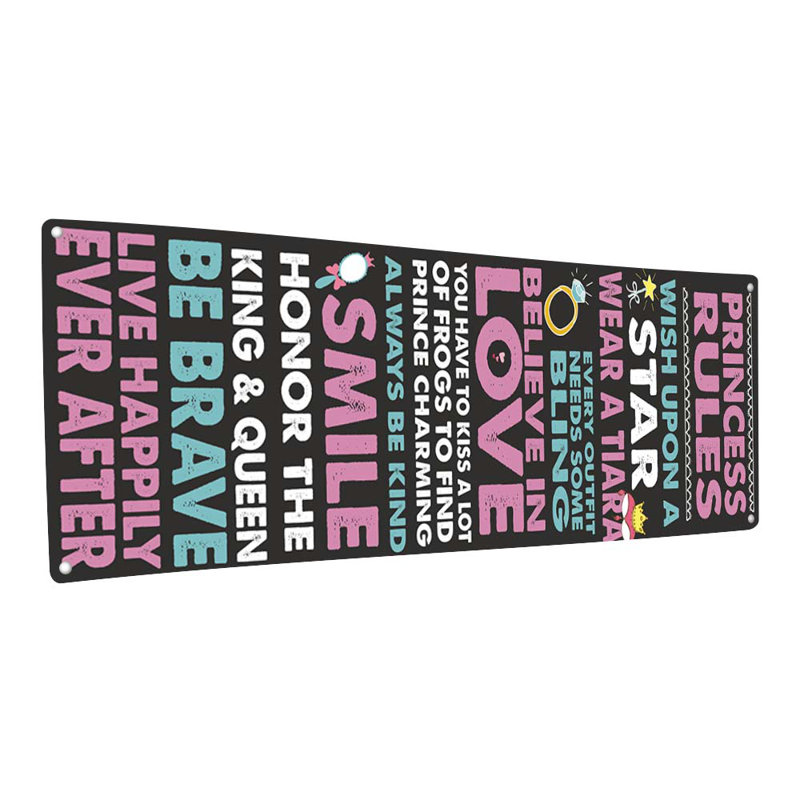 «Princess Rules Metal Sign» sur métal, H 5,75 po x l 15,5 po