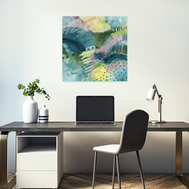 Art contemporain abstrait ici et là, H 18 po x l 18 po