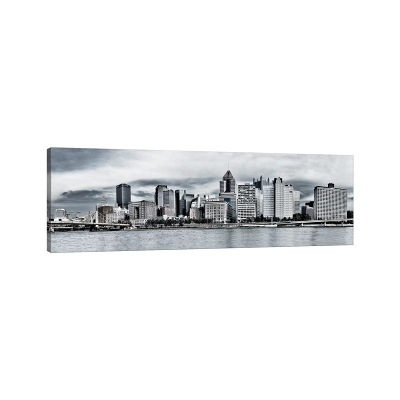 Pittsburgh Skyline Cityscape 1 Piece Wrapped Canvas Panoramic Wall Art, 121.92 cm H x 40.64 cm W x 3.175 cm D