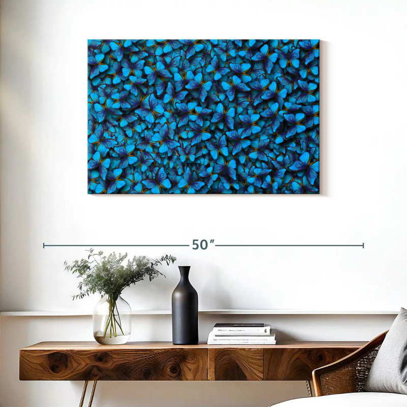 Motif de papillon bleu Crowle, H 24 po x l 36 po