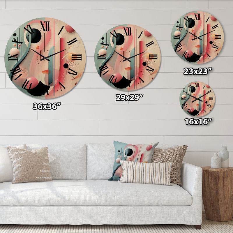 Horloge murale fleurs surdimensionnées roses et bleues I - Modern, Grand