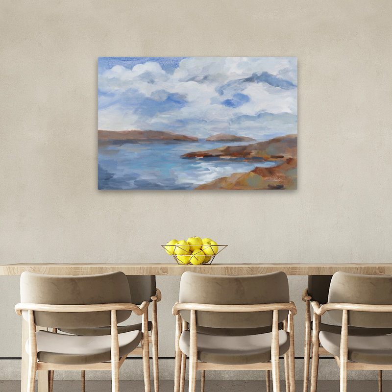 Îles, paysage côtier bleu, blanc, nuage brun, H 36 po x l 24 po