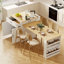 Îlot de cuisine de 82,7 po avec table de salle à manger extensible pour 4 à 6 personnes, table de cuisine bicolore avec rangement double, prise de courant, îlot de cuisine avec rangement 2 tiroirs et 2 tablettes latérales ouvertes-606662288
