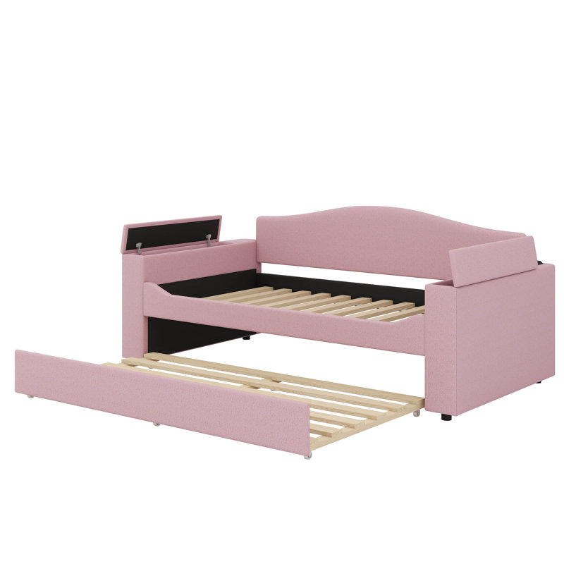 Lit de jour rembourré avec accoudoirs de rangement, couchette et fonctionnalités audio Bluetooth haut de gamme, Lit simple