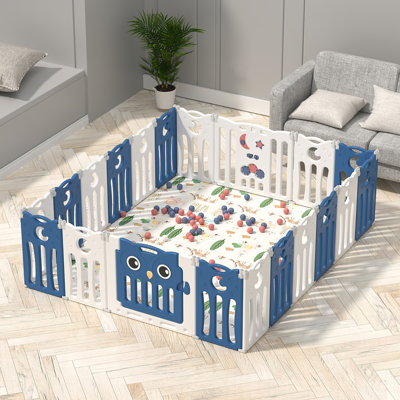 Parc pliable de 20 panneaux pour l'intérieur et l'extérieur, clôture, aire de jeu de sécurité interactive pour tout-petits et bébés