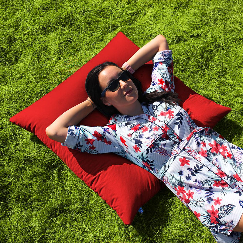 rucomfy Beanbags Outdoor Square Floor Cushion Bean Bag. Use in Garden as Large Cushion or Sun Lounger. Water Resistant 70 x 70cm