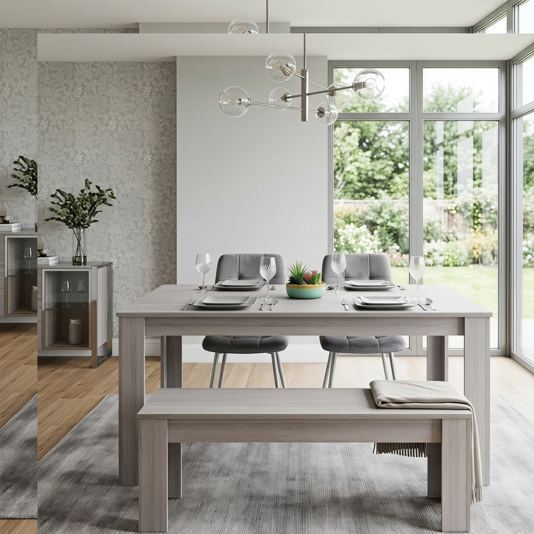 Rackhams Grey Dining Table Set With 2 Chairs Dining Room And Kitchen Table Set Of 2,And Bench - Image 3