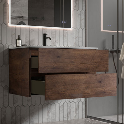 Kersha 36 Inch Single Bathroom Vanity with Ceramic Top with Overflow, Pre-Assembled