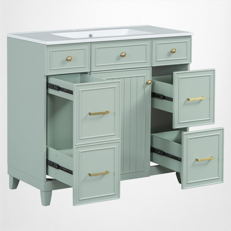 Ensemble de meuble-lavabo simple 36 po Damyron, Vert