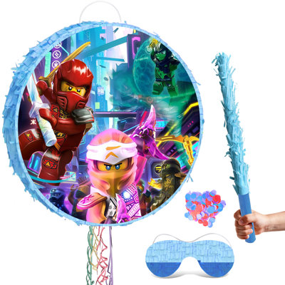 Ninja Round Pinata Party Decorations, 4 Pcs Ninja Round Large Pinatas Bundle for Birthday Party Suppies Set
