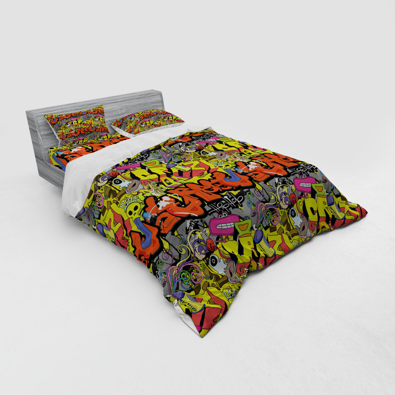 Ensemble de housse de couette en microfibre multicolore, Housse de couette grand + 3 pièces supplémentair
