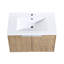 Meuble-lavabo moderne de 30 pouces avec lavabo en résine - tablette ouverte, portes à fermeture douce, spacieux, imitation chêne flottant, contreplaqué, moderne, rangement spacieux