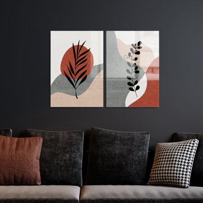 2 Piece No Frame Print Set on Glass