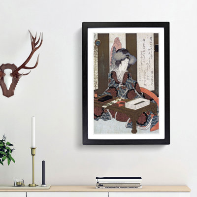 Lady Writing a Poem by Yashima Gakutei - Picture Frame Painting Print