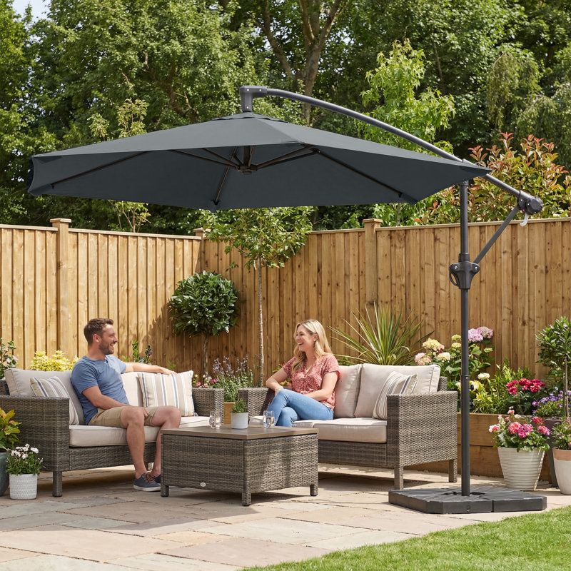Parasol excentré 9,7 pi avec poids à remplir, gris foncé, Gris foncé