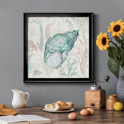 Corail et coquille IV - peinture sur toile encadrée