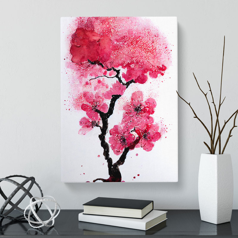 Watercolour Cherry Blossom Tree Vol.1 - Wrapped Canvas, 76cm H x 50cm W x 3cm D