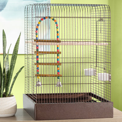 Kalinowski 29 in. Steel Flat Top Table Top Bird Cage with Wheels with Stand with Perch with Tray