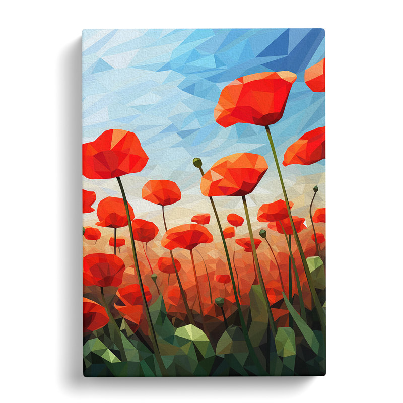 Poppy Field Cubism - Wrapped Canvas, 76cm H x 50cm W x 3cm D