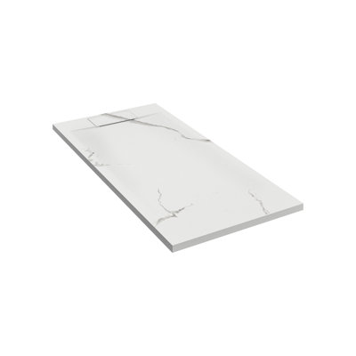 Emberveil White SMC Shower Base 36" x 48" – Low Profile Anti-Slip Stone Texture with Side Drain