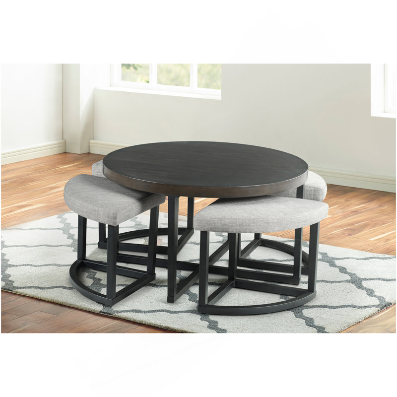 Yukon - Table basse avec tabourets - Brun