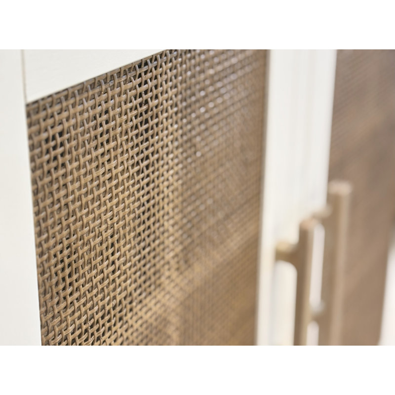 Venice - 4-Door Credenza - White, Natural Finish
