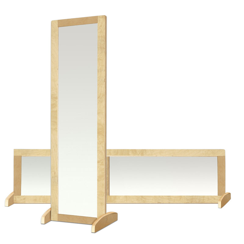 ECR4Kids Single-Sided Bi-Directional Mirror, Kids Furniture, Natural, 36" x 14.6"