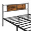 Structure de très grand lit avec tête de lit décorée à panneau de bois noir, structure durable, fonctionnement silencieux, grand espace de rangement, assemblage facile, compatible avec tous les types de matelas avec tête de lit