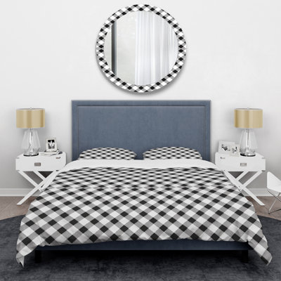 Ensemble de housse de couette moderne noir Houndstooth I - moderne