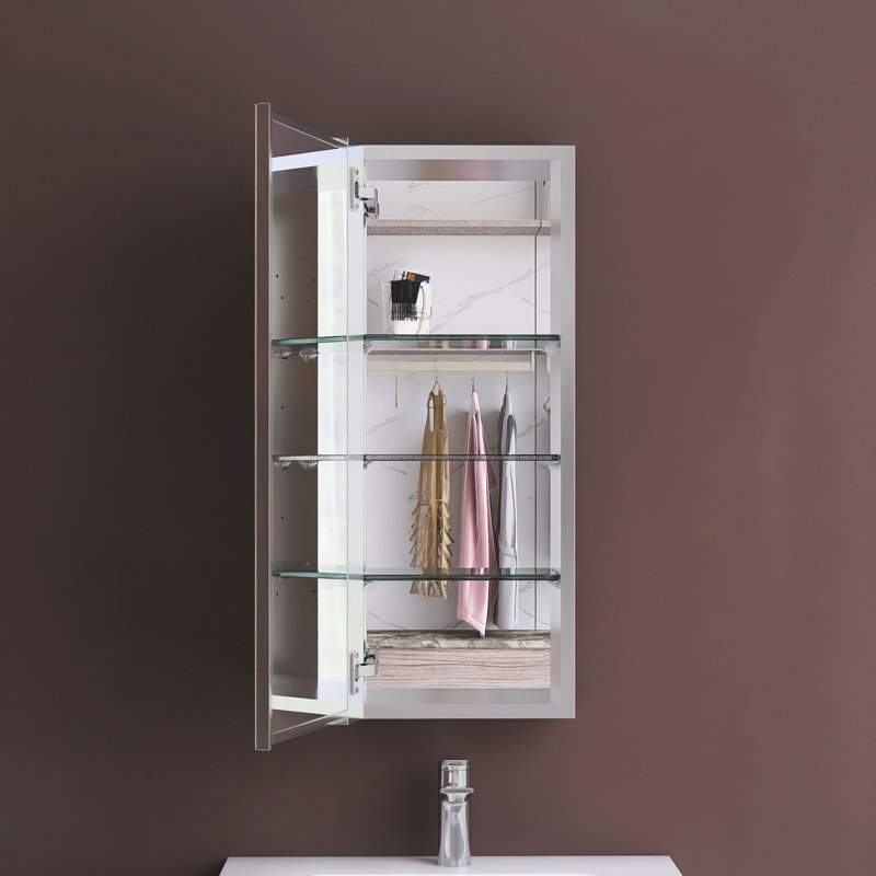 Rectangular Aluminum Medicine Cabinet With Mirror, 30" H x 12" W x 4.8" D