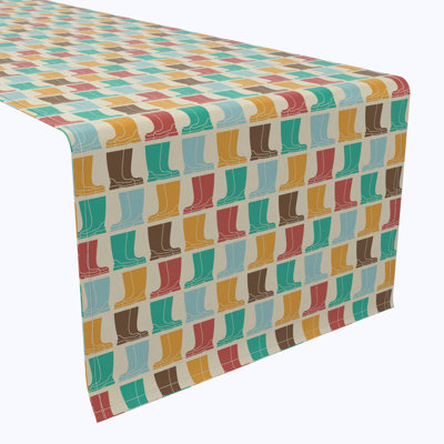 Table Runner, 100% Cotton, 16X108", Rainboots