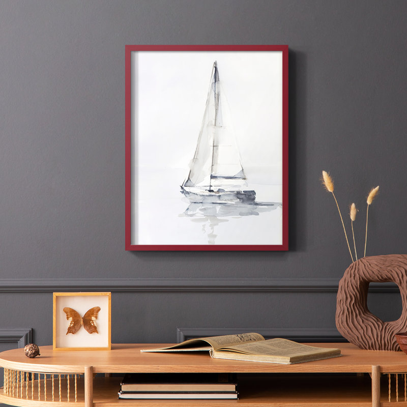 «Misty Harbor I», reproduction encadrée - bois massif, Rouge, H 10 po x l 8 po