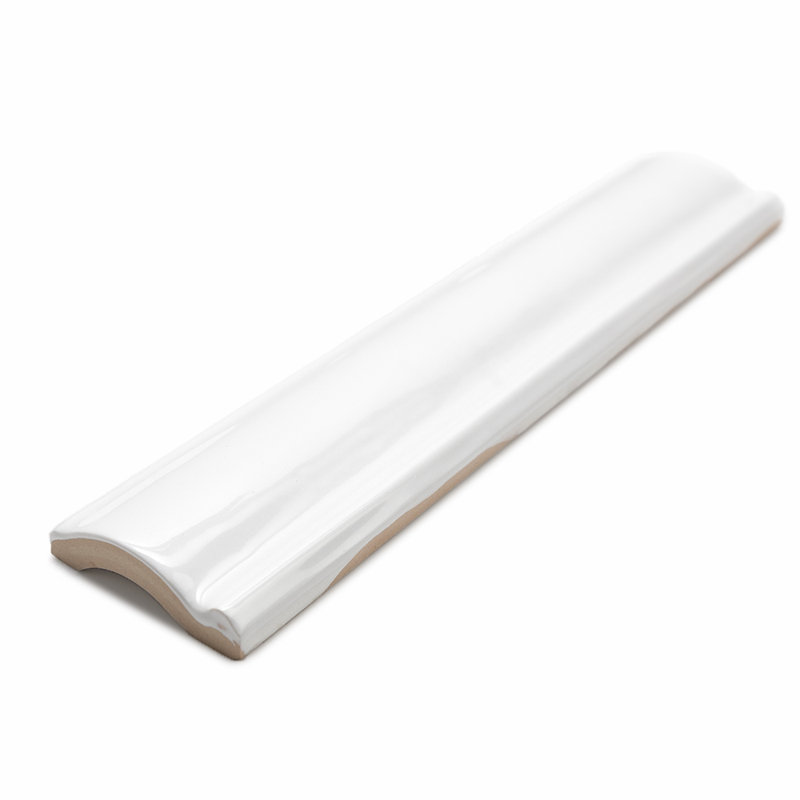 Chelsea 10" x 2" Ceramic Chair Rail Tile Trim, Blanco